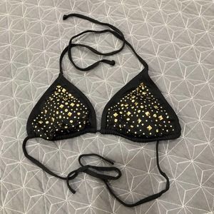 Black Gold metallic string bikini top M